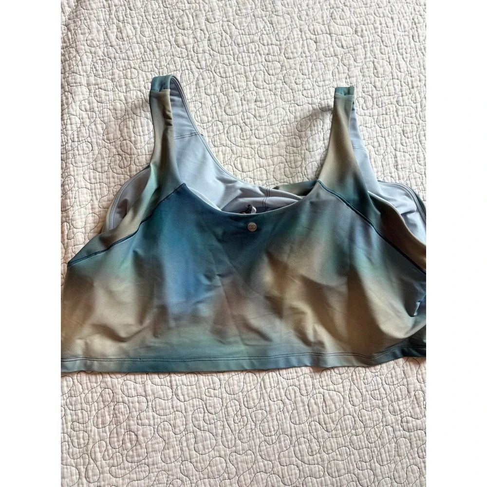 CALIA Womens‎ Low Support Sports Bra Blue Teal Ombre Watercolor 3XL